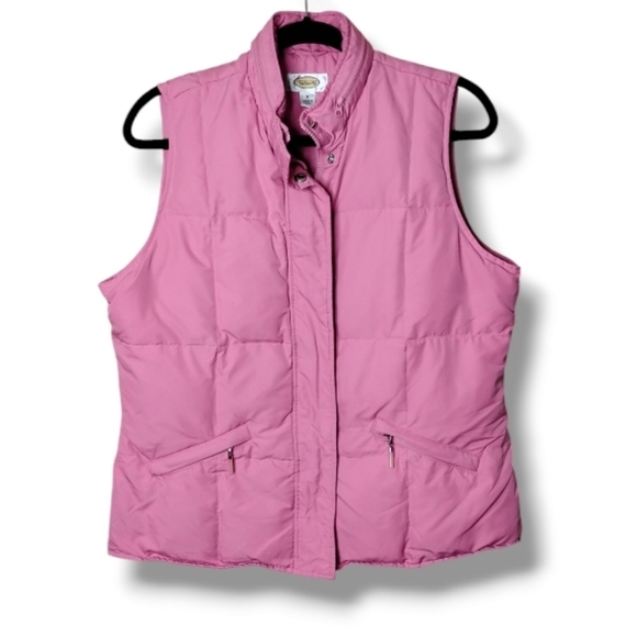 Talbots Jackets & Blazers - Talbots Pink Goose Down Puffer Vest Size M Quilted Hooded Preppy Staple